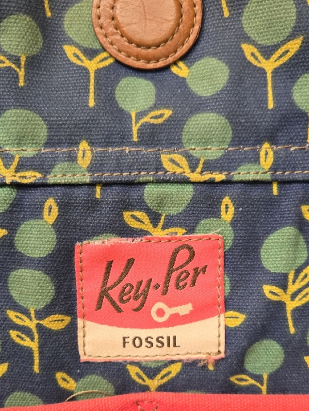 Fossil Floral Canvas Tote in Teal, Blue, Cream and Tan - Picture 5 of 5
